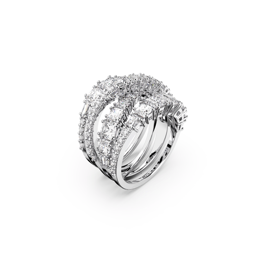 Hyperbola ring, Mixed cuts, White, Rhodium plated 5580952