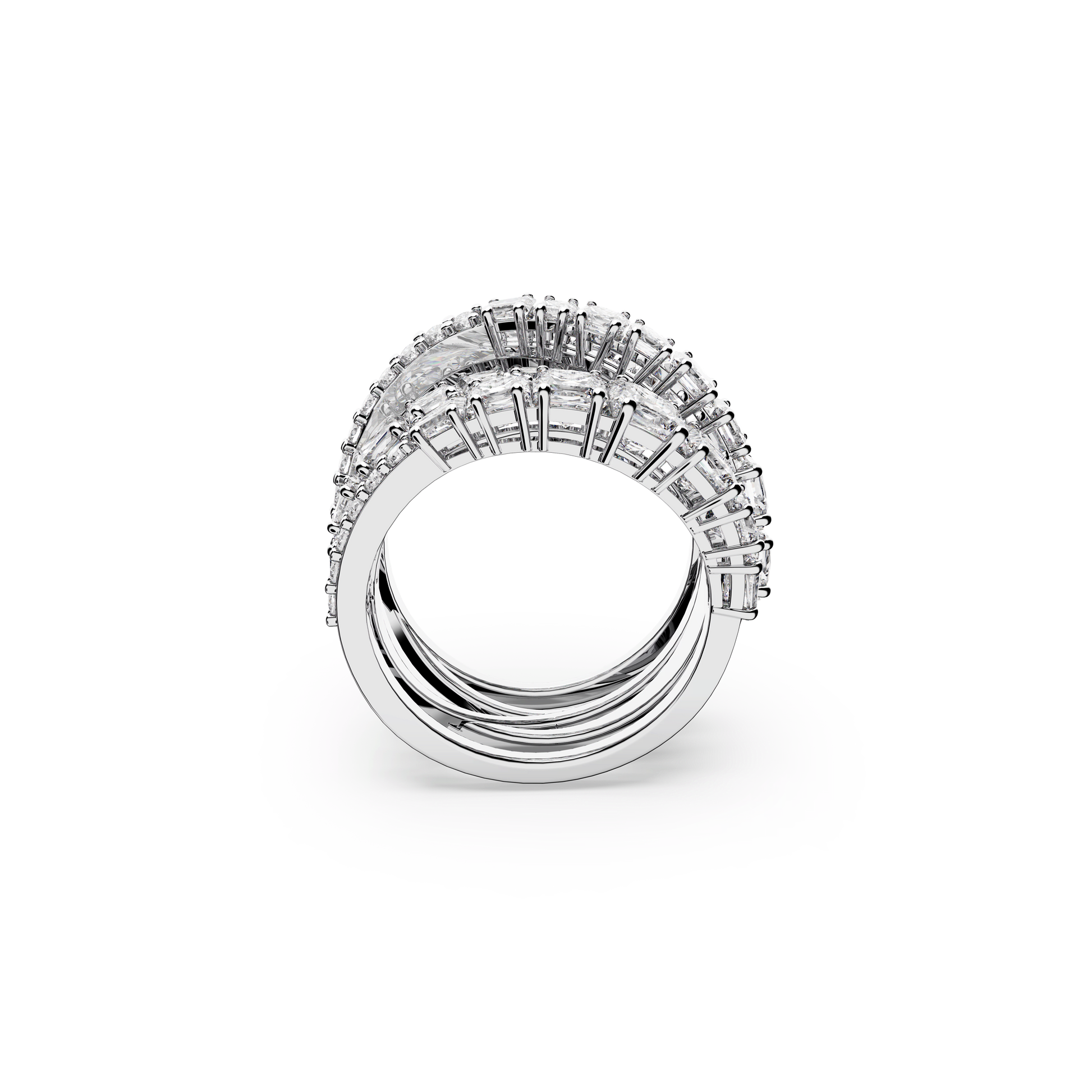 Hyperbola ring, Mixed cuts, White, Rhodium plated 5580952
