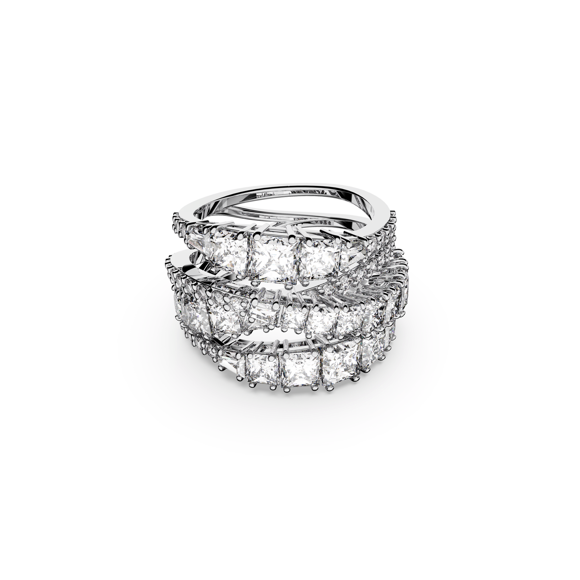 Hyperbola ring, Mixed cuts, White, Rhodium plated 5584656