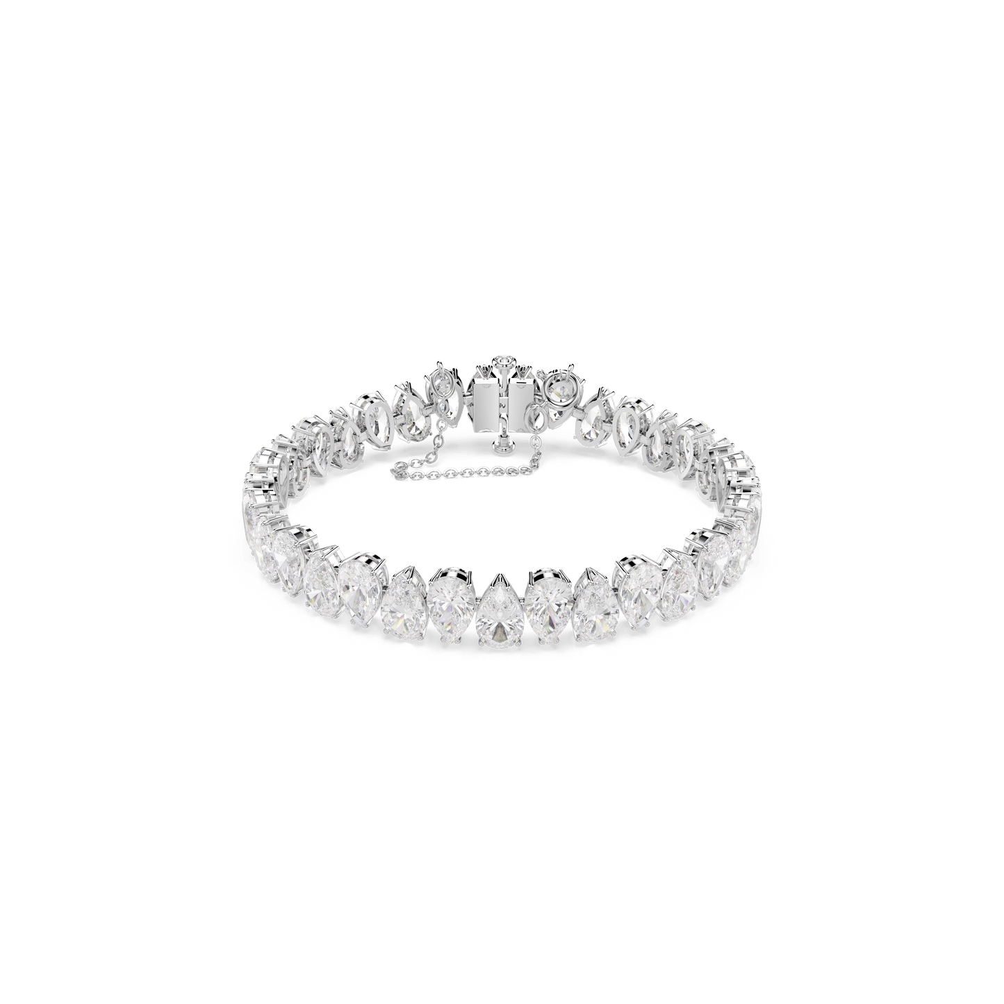 Matrix Tennis bracelet, Pear cut, White, Rhodium plated 5598350