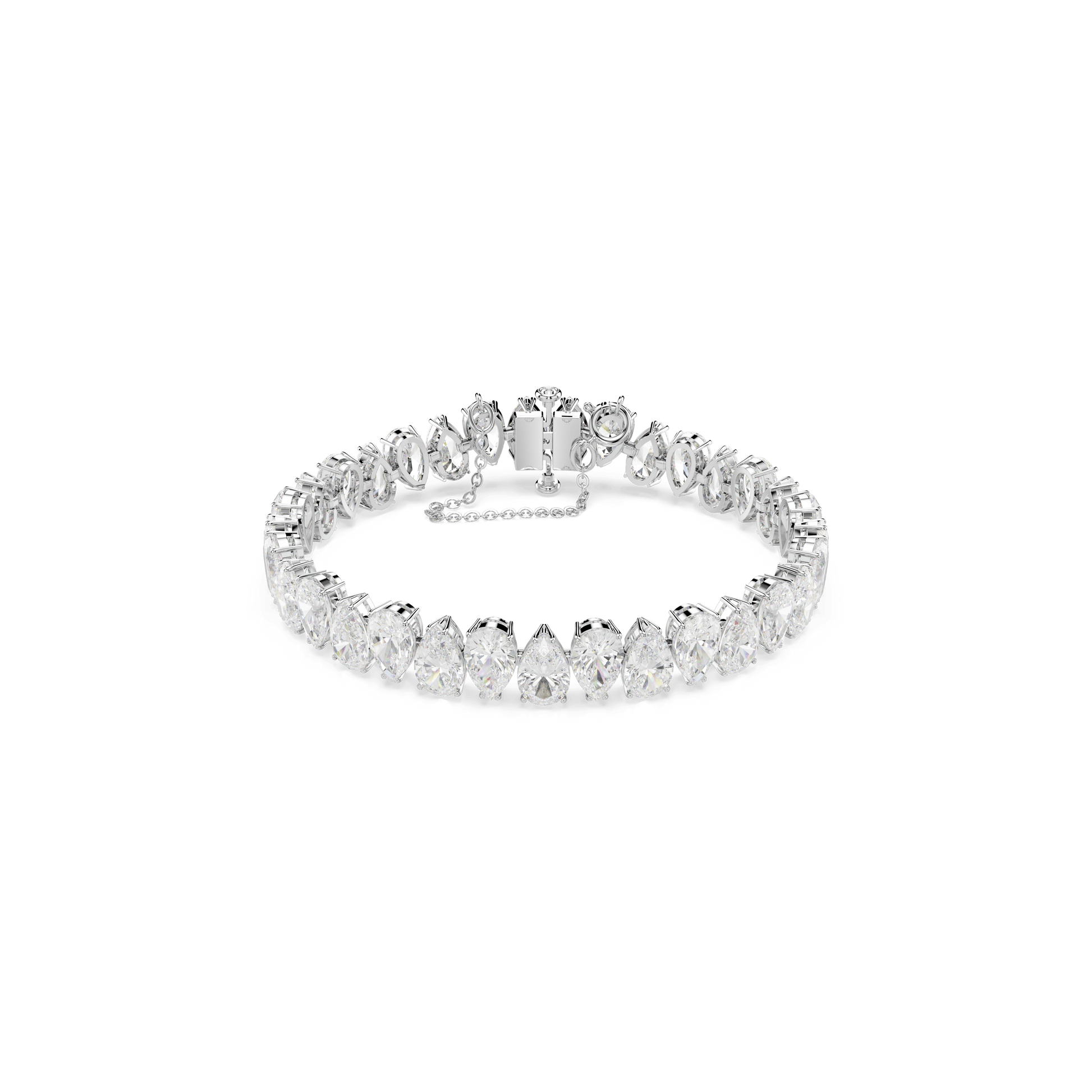 Matrix Tennis bracelet, Pear cut, White, Rhodium plated 5598350