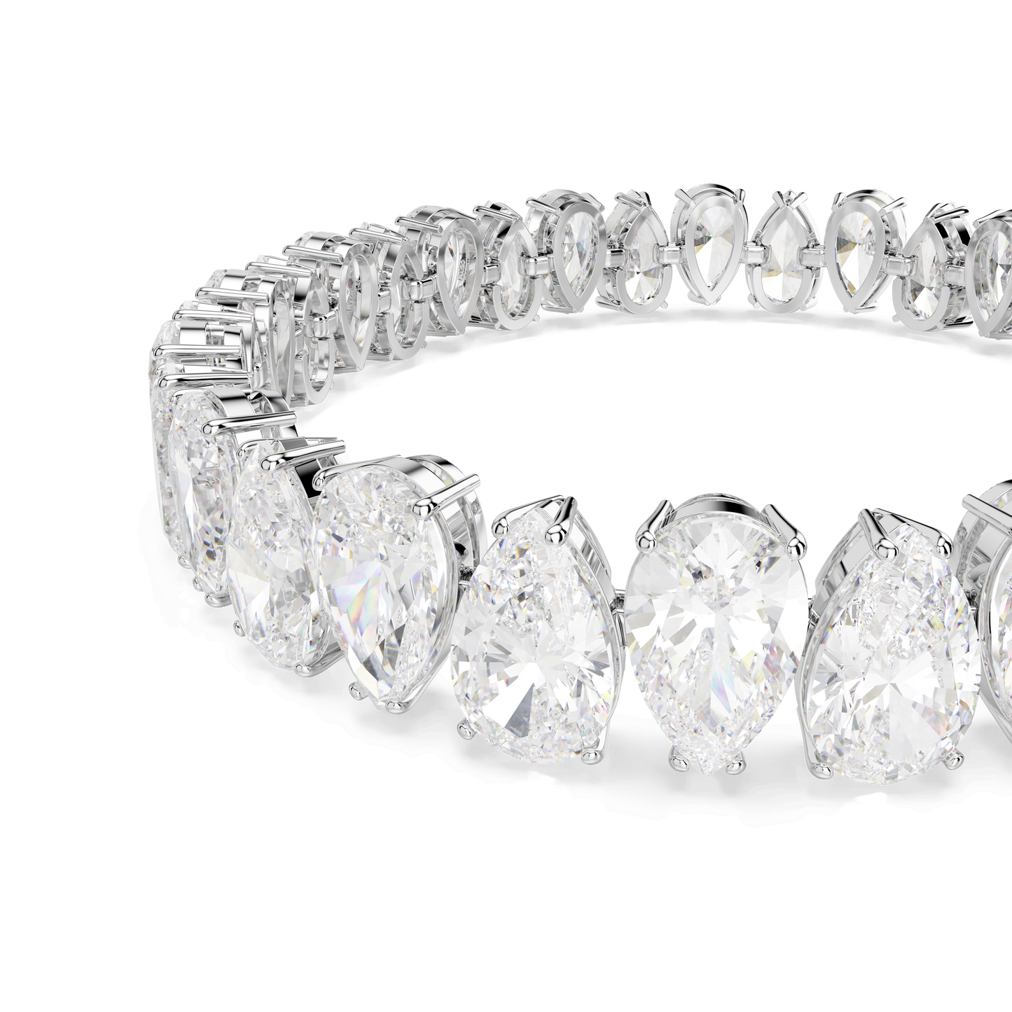 Matrix Tennis bracelet, Pear cut, White, Rhodium plated 5598350