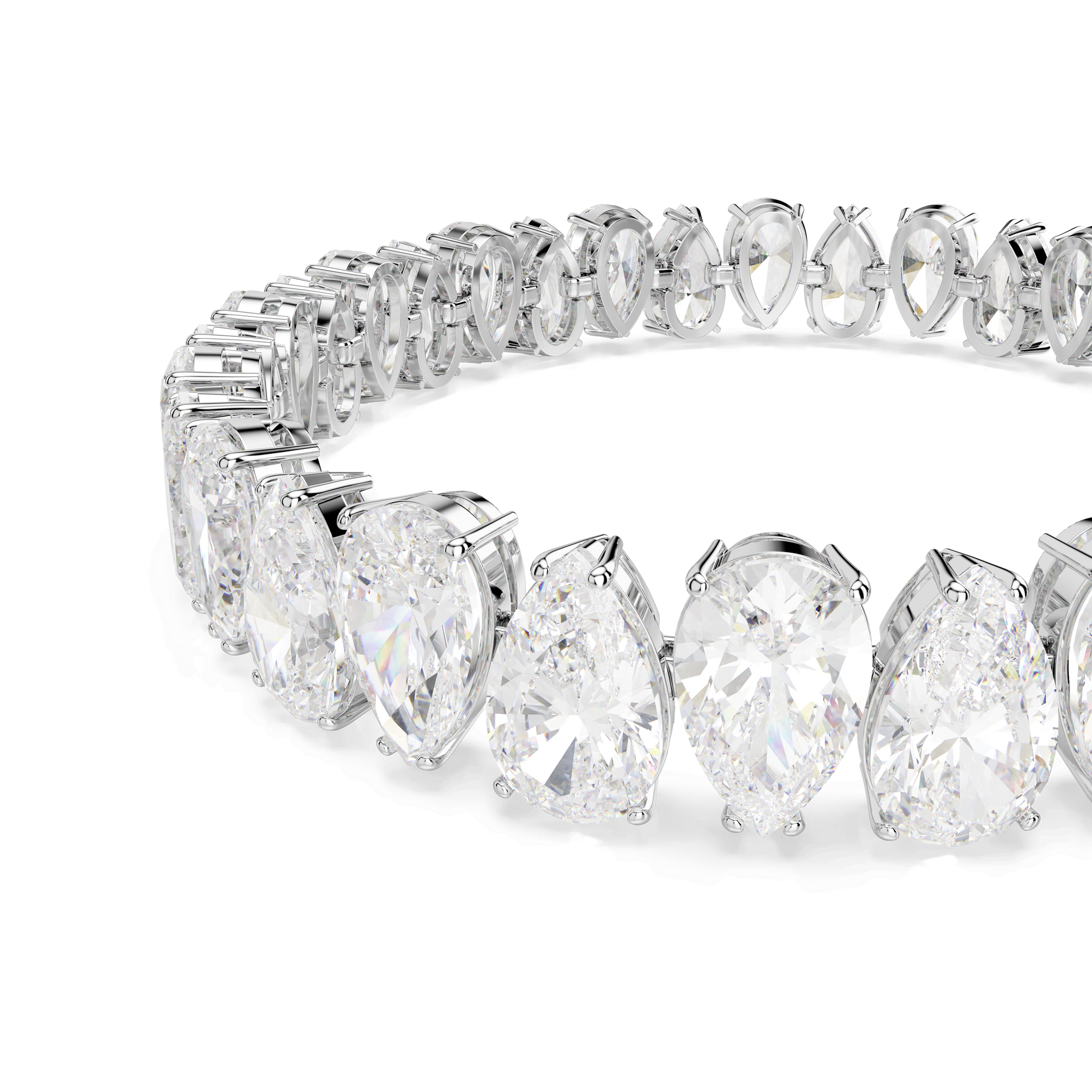 Matrix Tennis bracelet, Pear cut, White, Rhodium plated 5598350