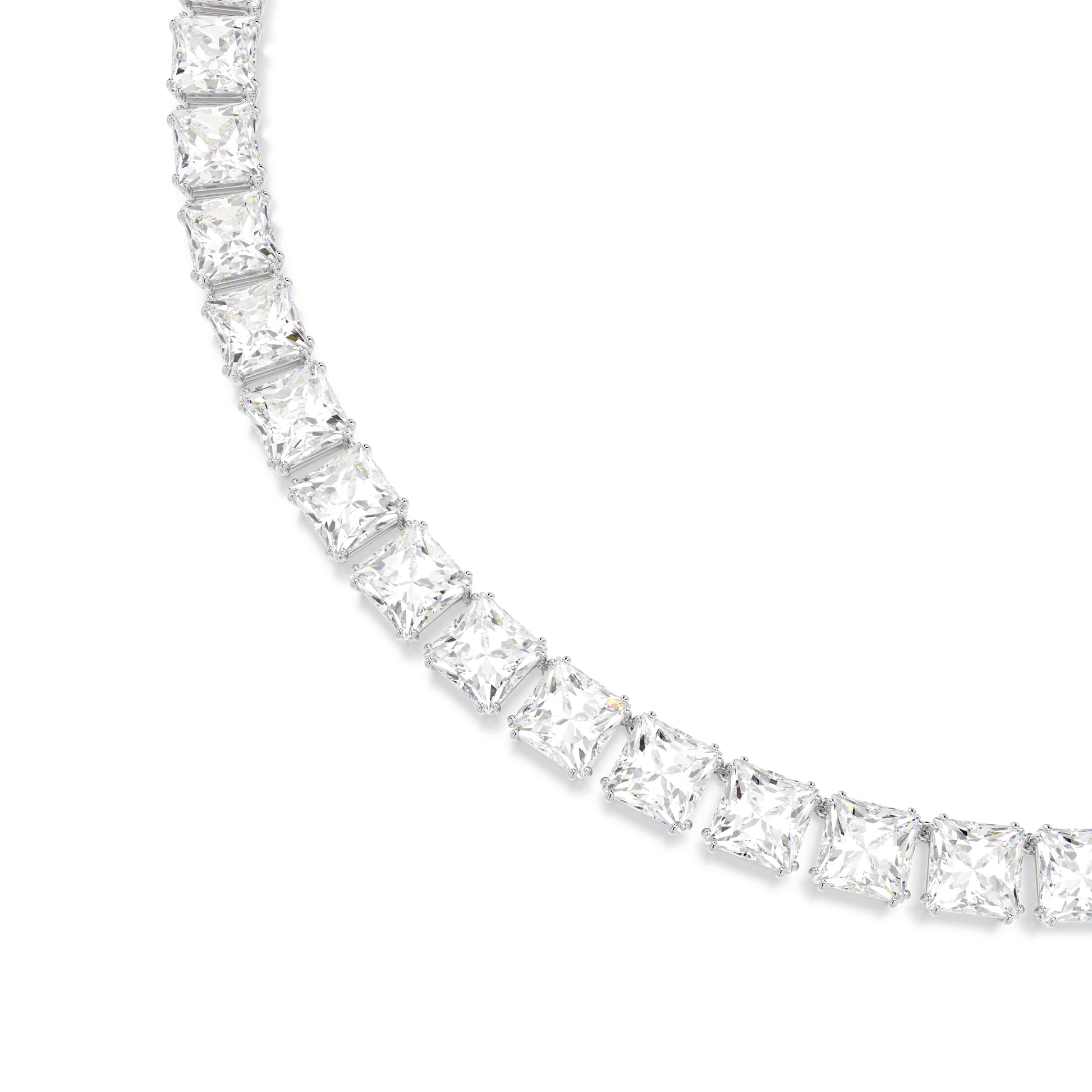 Matrix Tennis necklace, Square cut, White, Rhodium plated 5599153