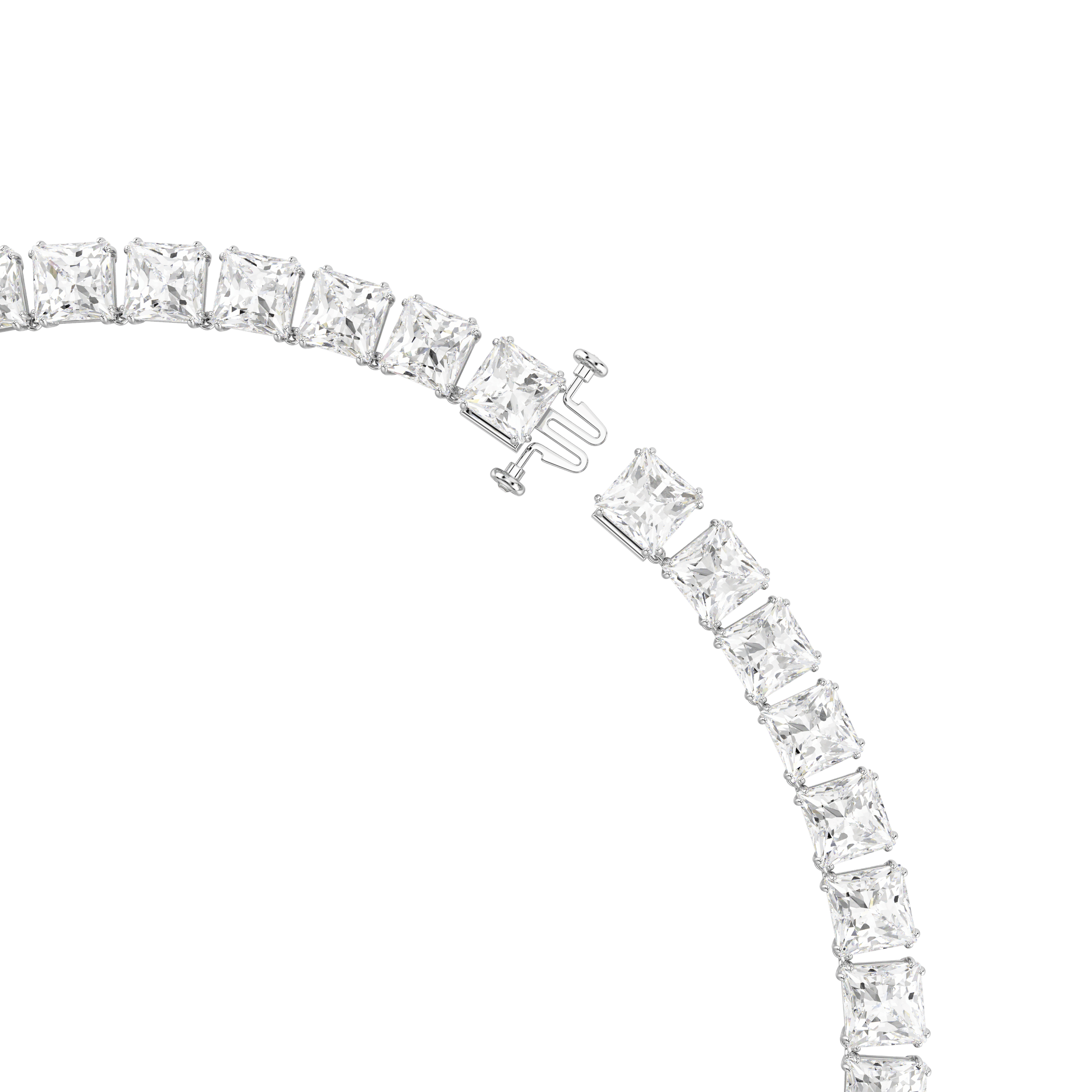 Matrix Tennis necklace, Square cut, White, Rhodium plated 5599153