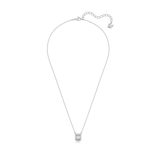 Una pendant, Octagon cut, White, Rhodium plated 5599177
