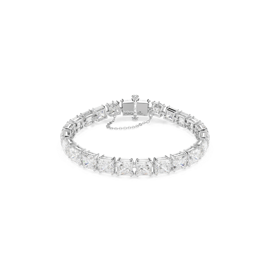 Matrix Tennis bracelet, White, Rhodium plated 5599202