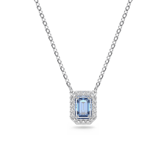 Una necklace, Octagon cut, Blue, Rhodium plated 5614926