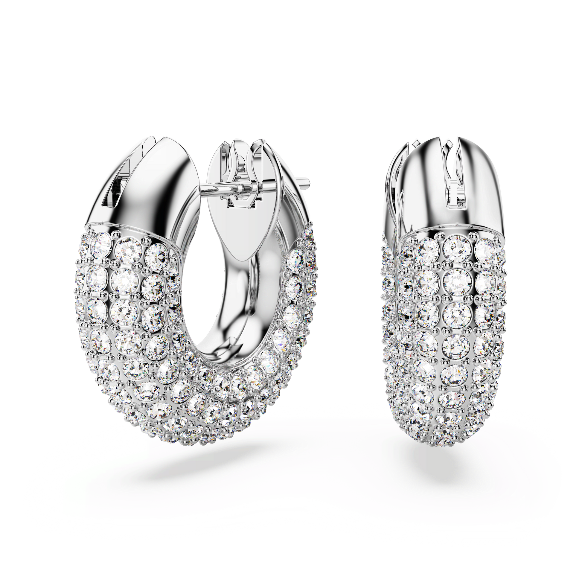 Dextera hoop earrings, Small, White, Rhodium plated 5618306