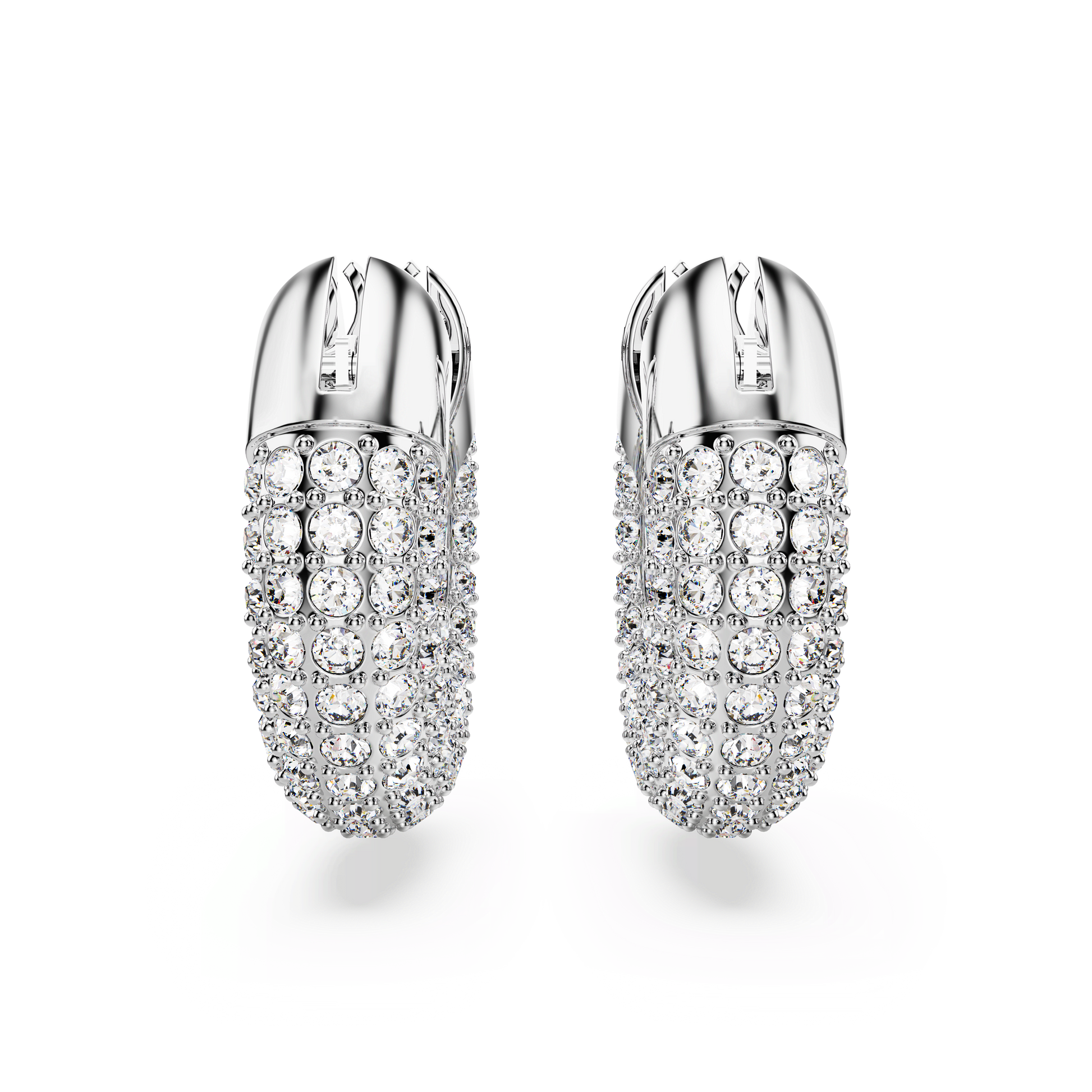 Dextera hoop earrings, Small, White, Rhodium plated 5618306
