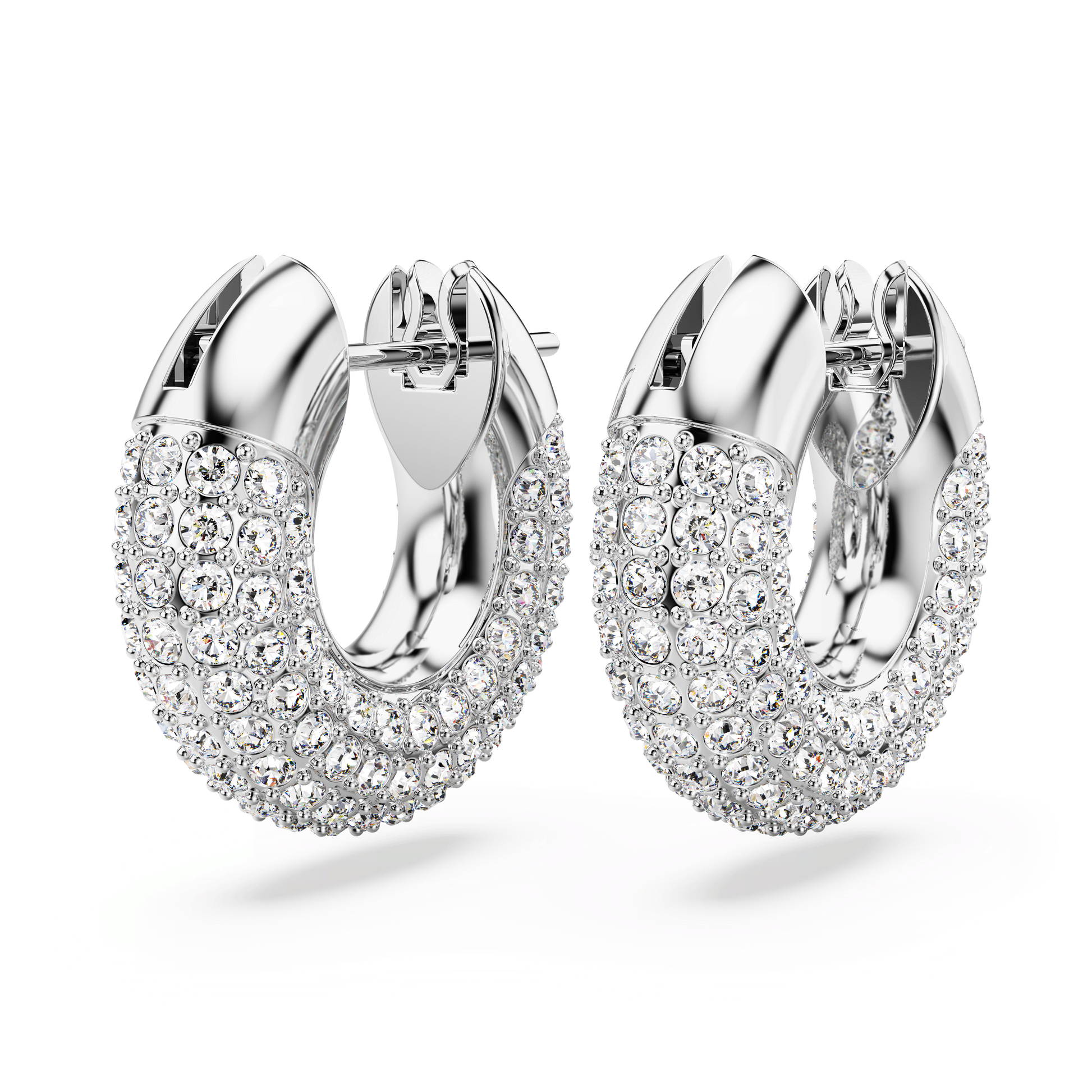 Dextera hoop earrings, Small, White, Rhodium plated 5618306