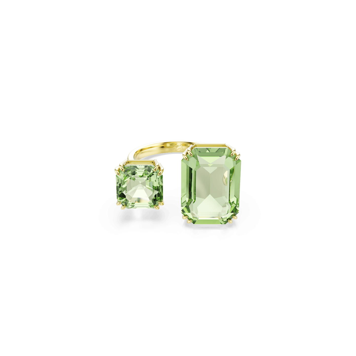 Millenia open ring, Octagon cut, Green, Gold-tone plated 5619629
