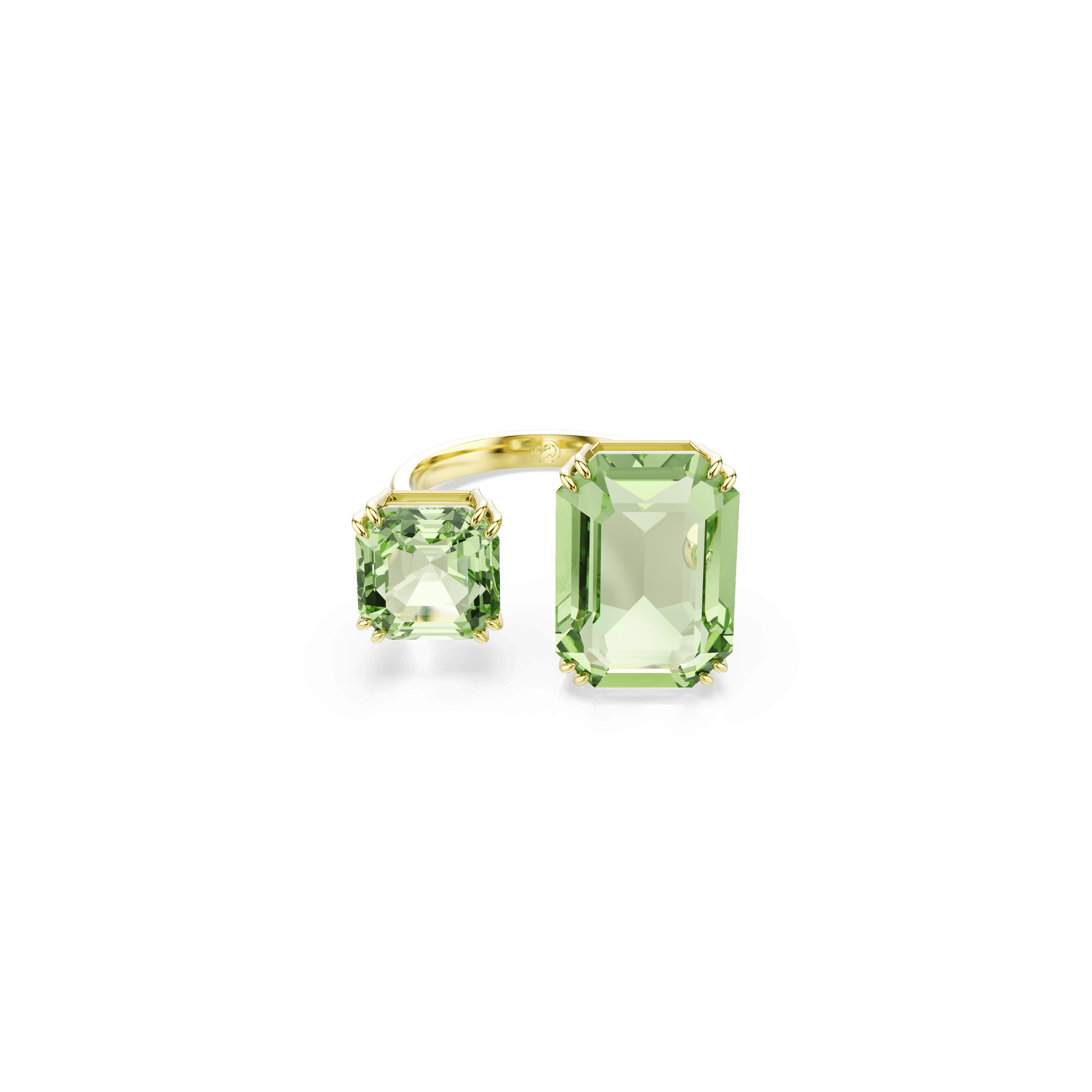 Millenia open ring, Octagon cut, Green, Gold-tone plated 5619629
