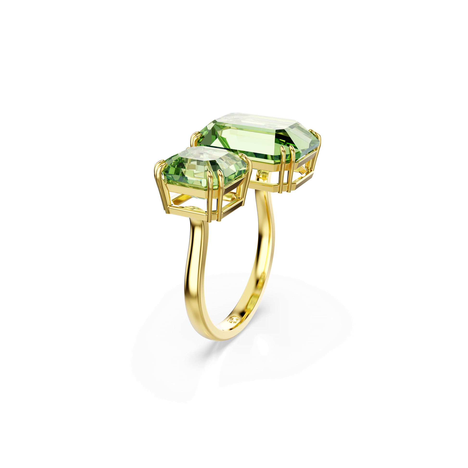 Millenia open ring, Octagon cut, Green, Gold-tone plated 5619629