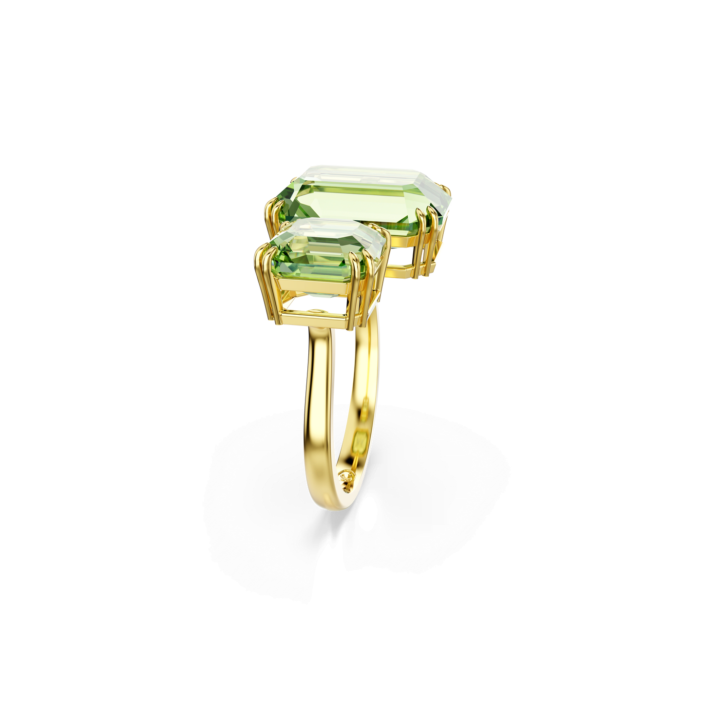 Millenia open ring, Octagon cut, Green, Gold-tone plated 5619629
