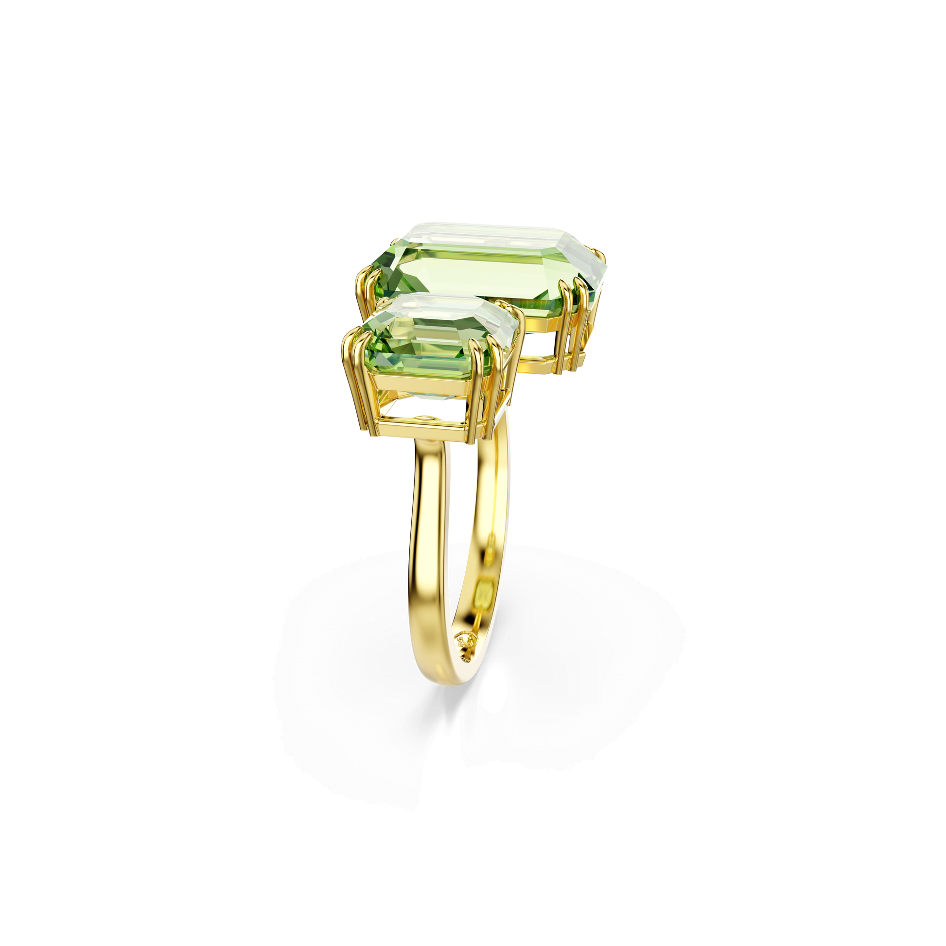 Millenia open ring, Octagon cut, Green, Gold-tone plated 5619629