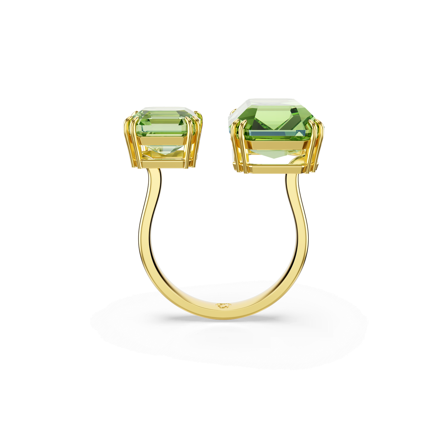 Millenia open ring, Octagon cut, Green, Gold-tone plated 5619629