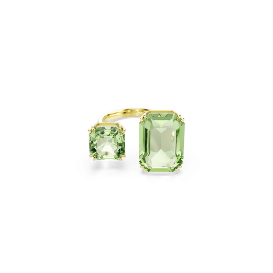 Millenia open ring, Octagon cut, Green, Gold-tone plated 5619630