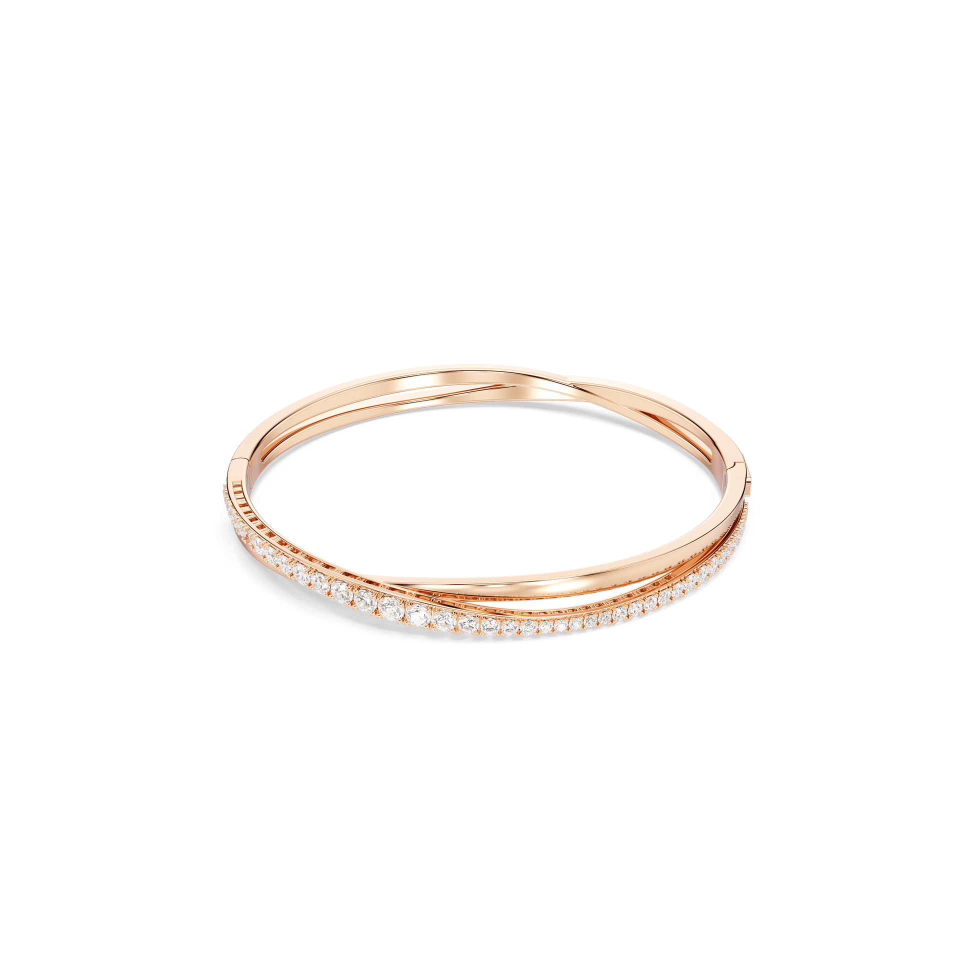 Hyperbola bangle, White, Rose gold-tone plated 5620552