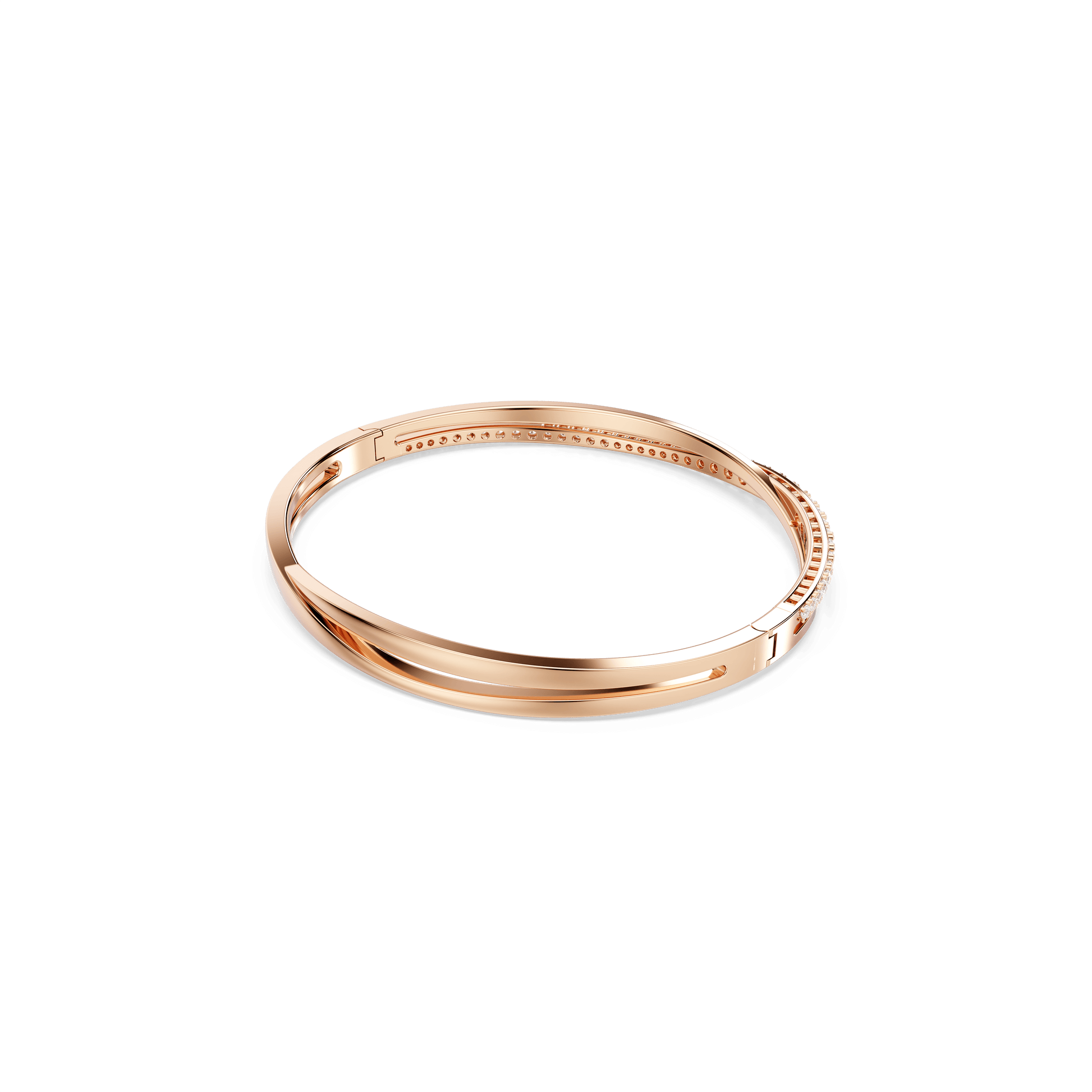 Hyperbola bangle, White, Rose gold-tone plated 5620552