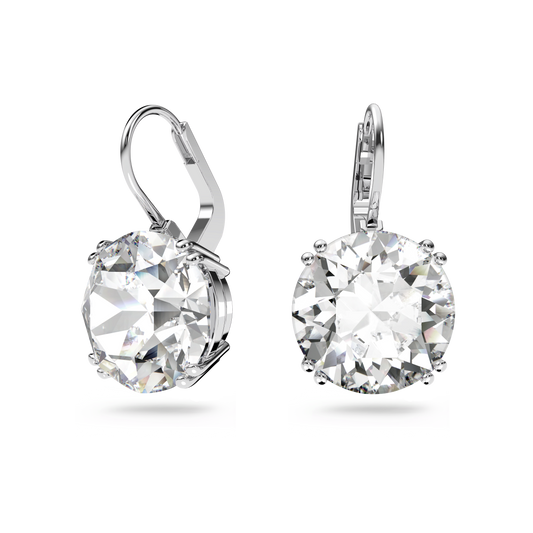 Millenia drop earrings, Round cut, White, Rhodium plated 5628351