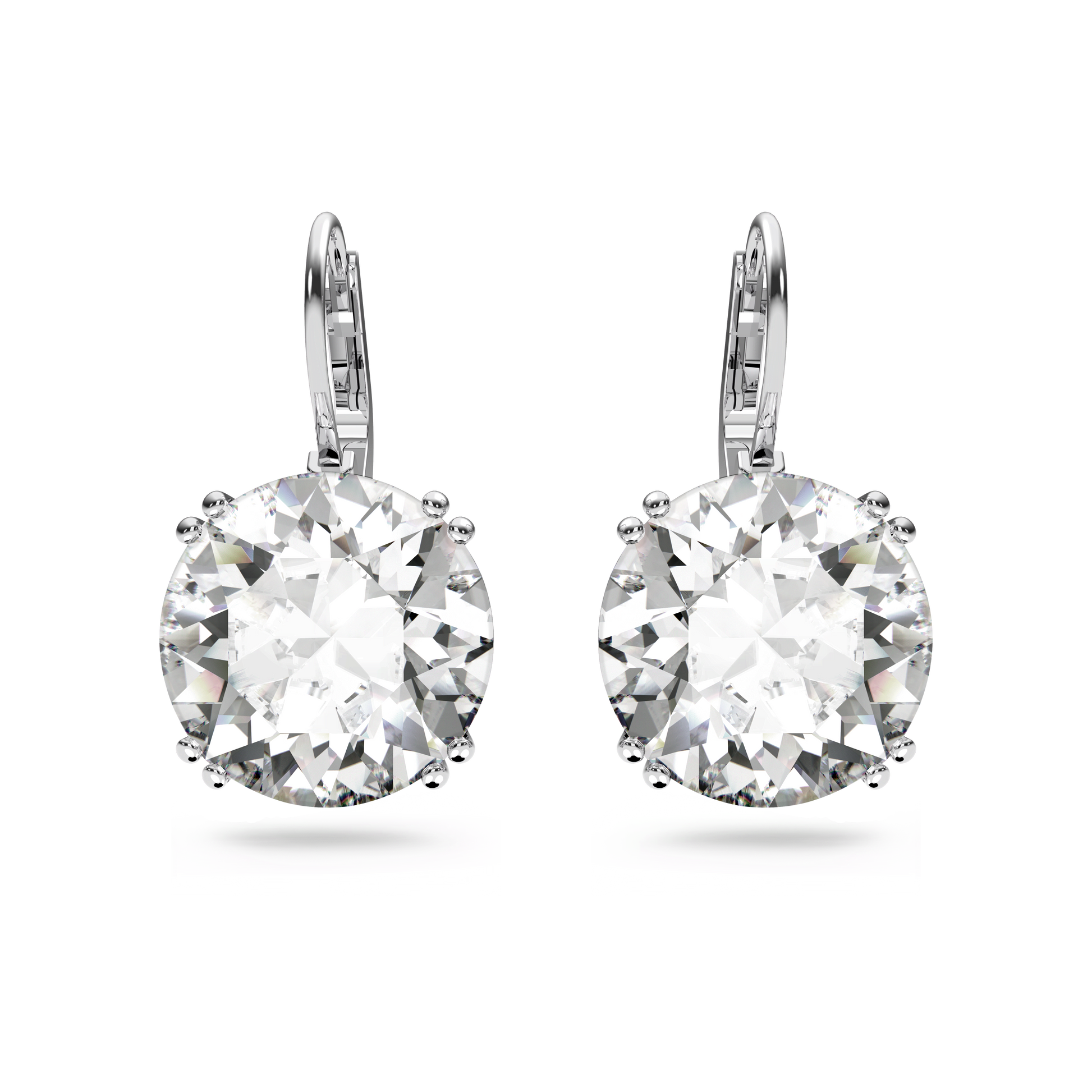 Millenia drop earrings, Round cut, White, Rhodium plated 5628351