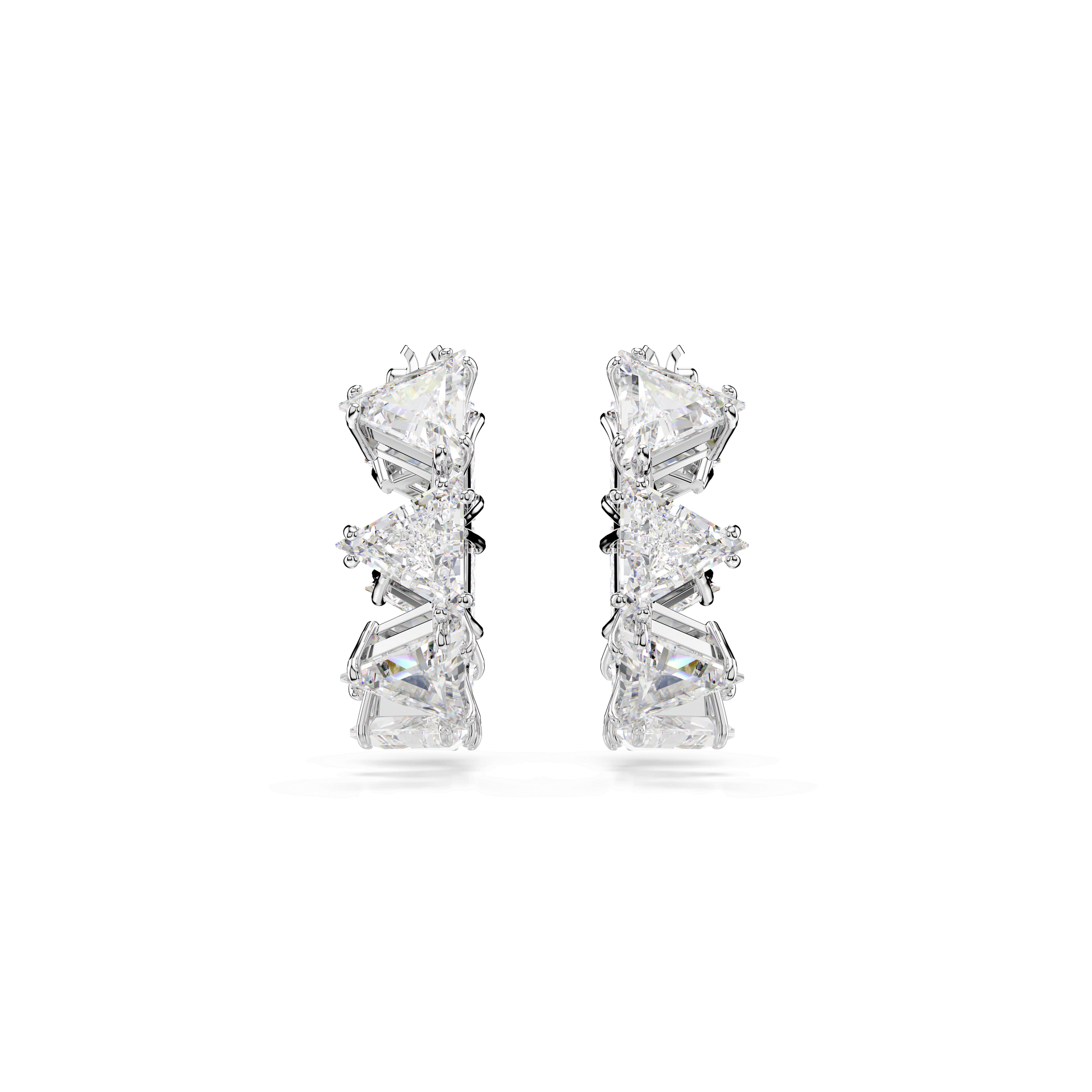 Matrix hoop earrings, White, Rhodium plated 5632467
