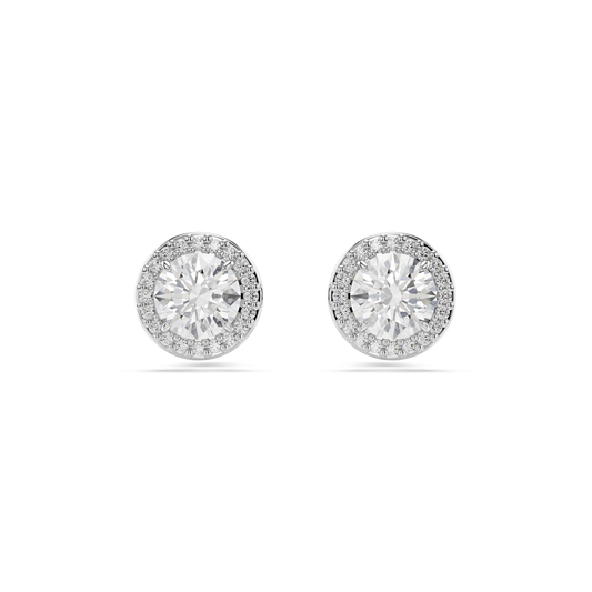 Una Angelic stud earrings, Round cut, Pavé, White, Rhodium plated 5636269