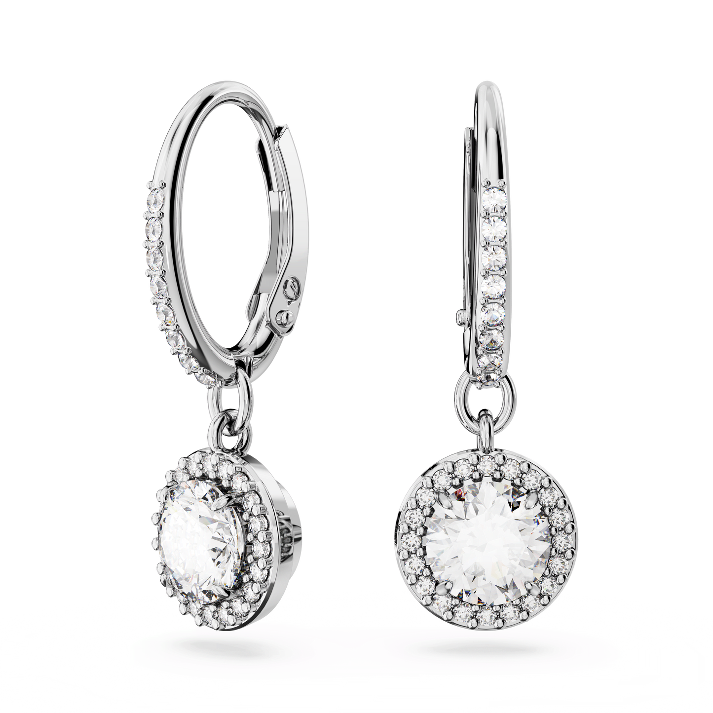 Una drop earrings, Octagon cut, White, Rhodium plated 5636270
