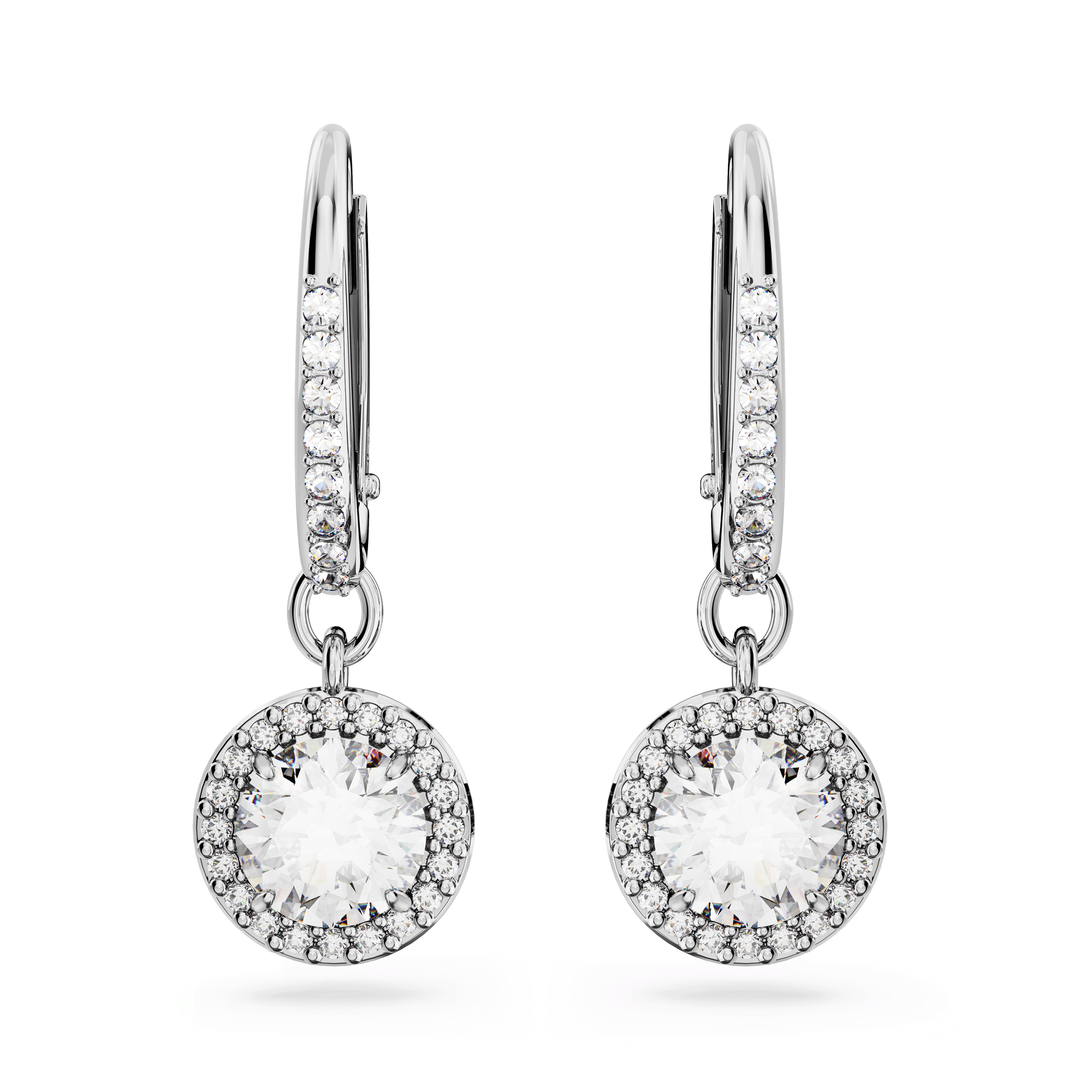 Una drop earrings, Octagon cut, White, Rhodium plated 5636270