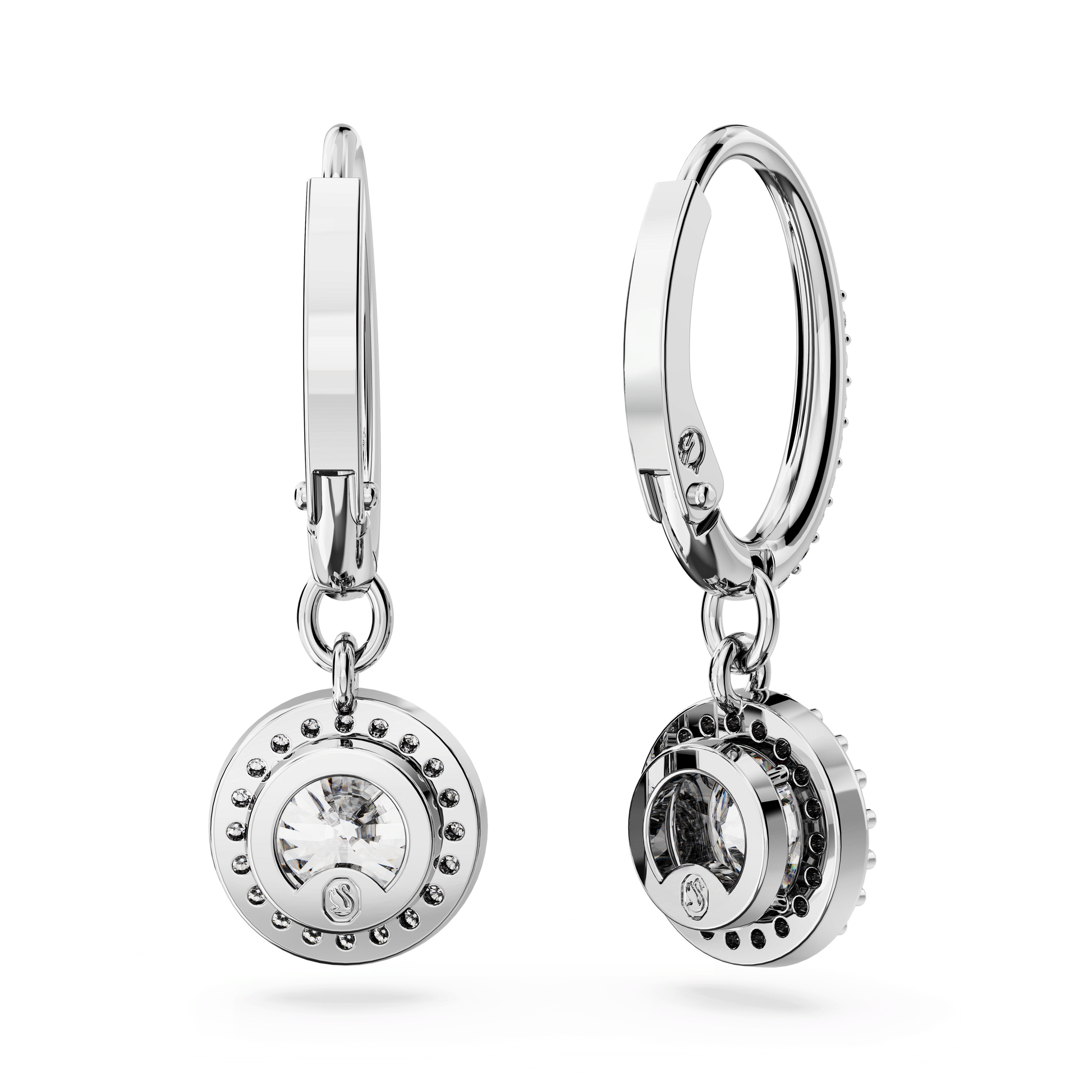 Una drop earrings, Octagon cut, White, Rhodium plated 5636270