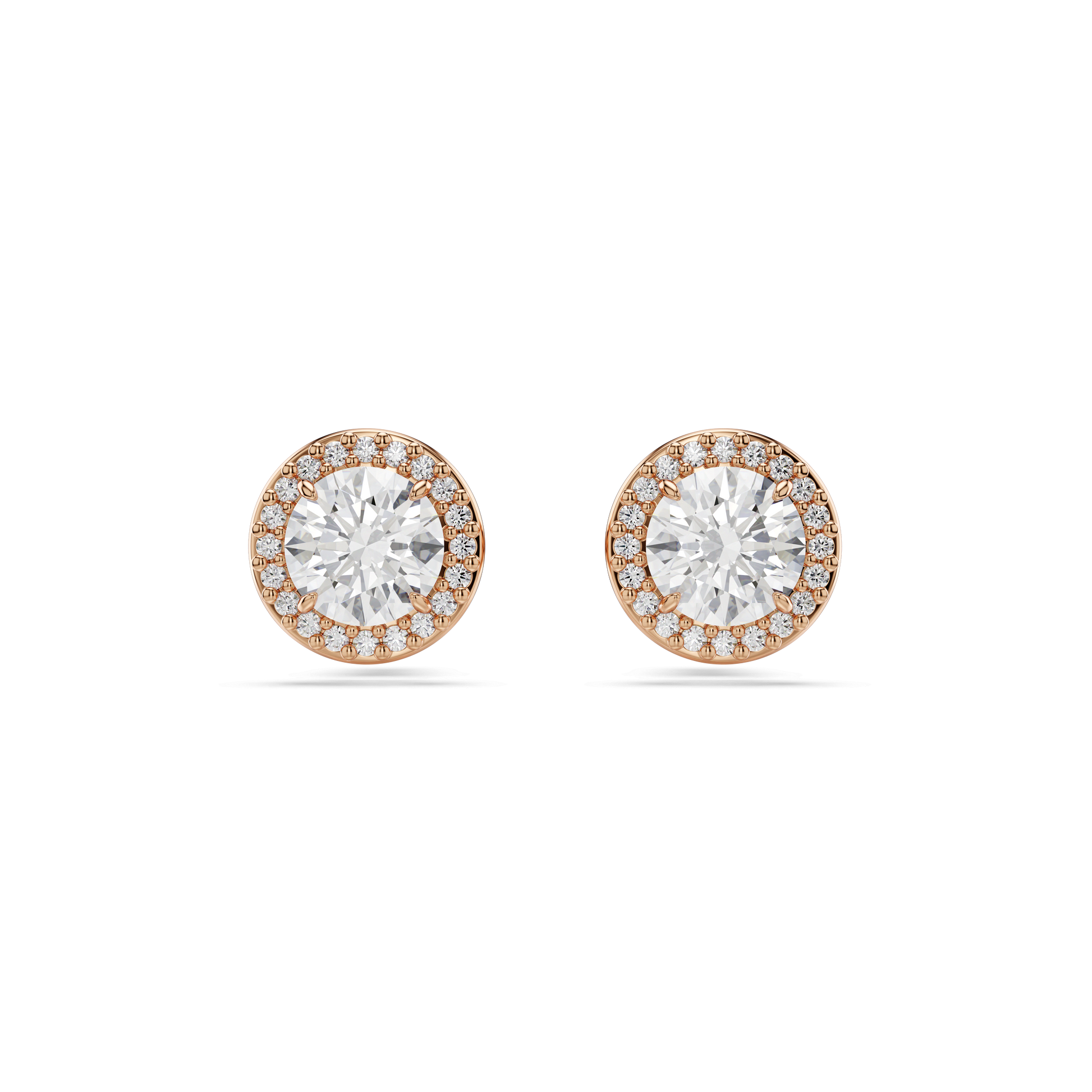 Una Angelic stud earrings, Round cut, Pavé, White, Rose gold-tone plated 5636275