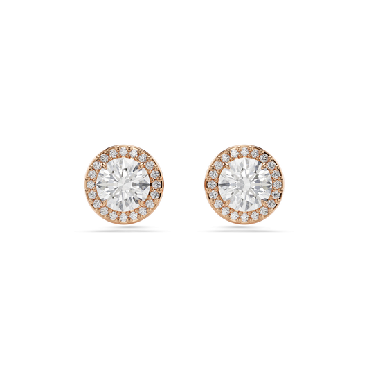 Una Angelic stud earrings, Round cut, Pavé, White, Rose gold-tone plated 5636275