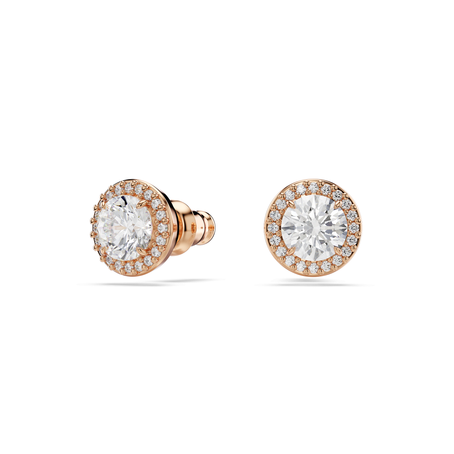 Una Angelic stud earrings, Round cut, Pavé, White, Rose gold-tone plated 5636275