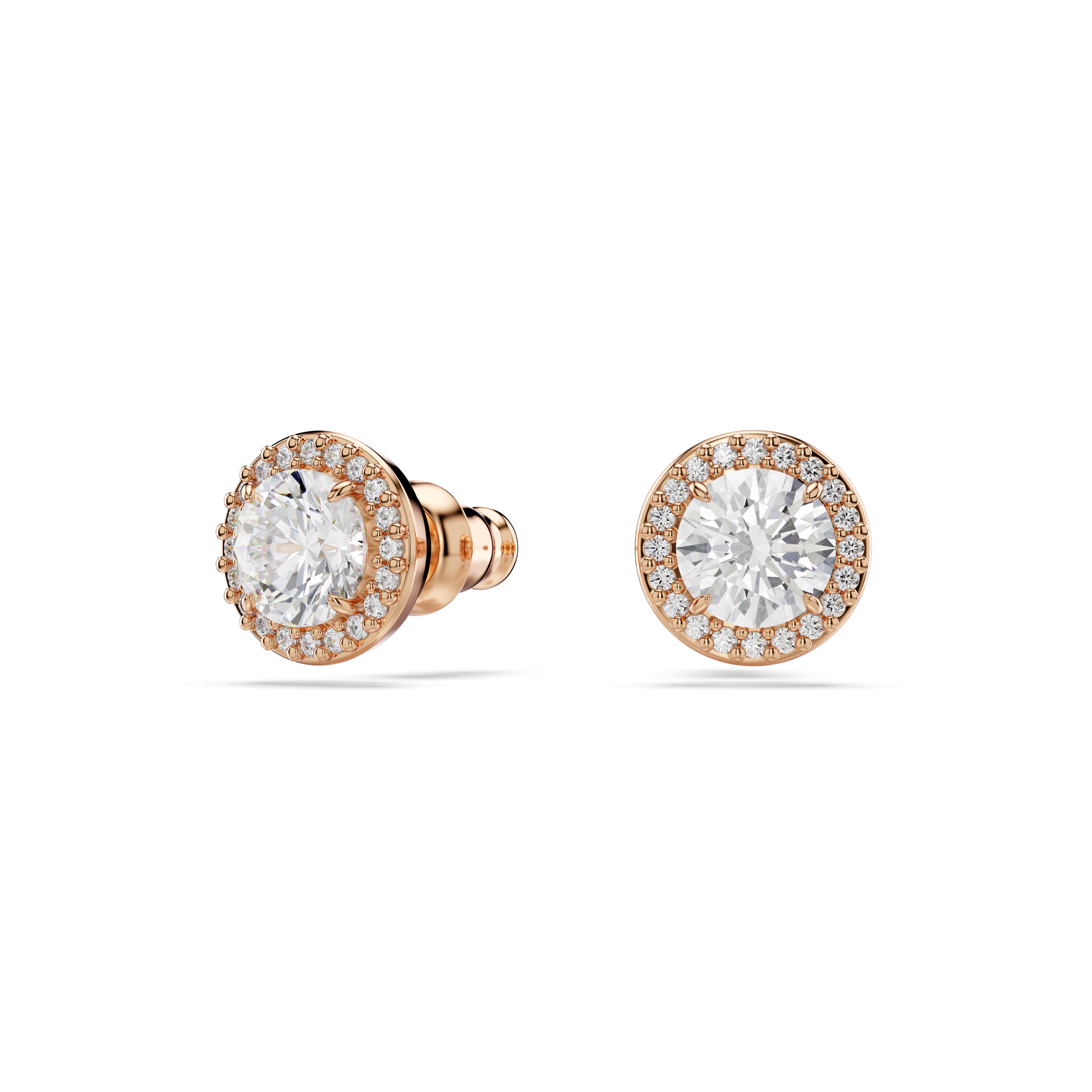 Una Angelic stud earrings, Round cut, Pavé, White, Rose gold-tone plated 5636275