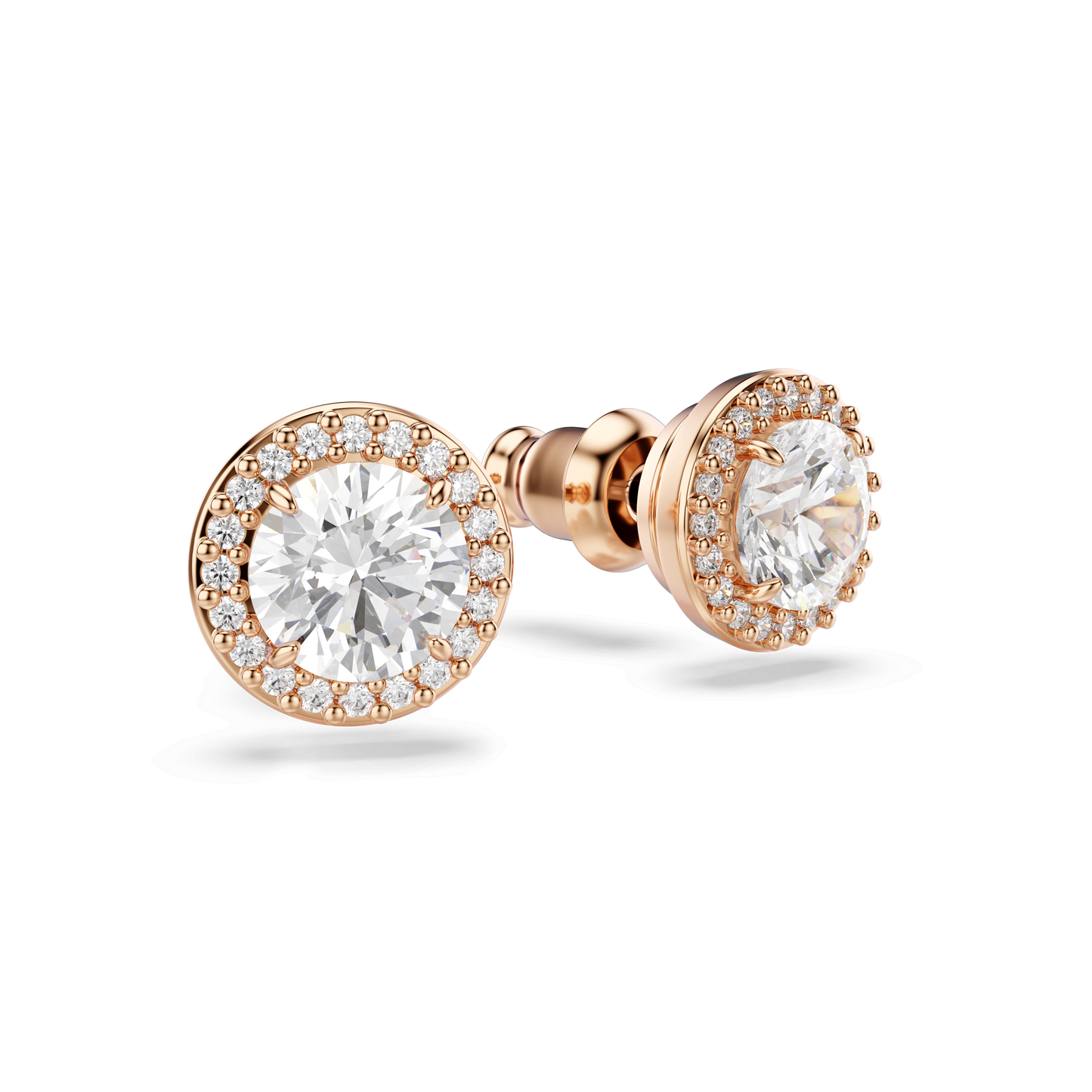 Una Angelic stud earrings, Round cut, Pavé, White, Rose gold-tone plated 5636275