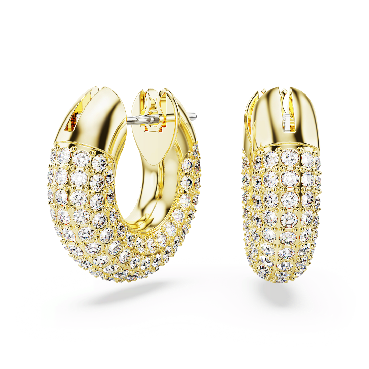 Dextera hoop earrings, Small, White, Gold-tone plated 5636530