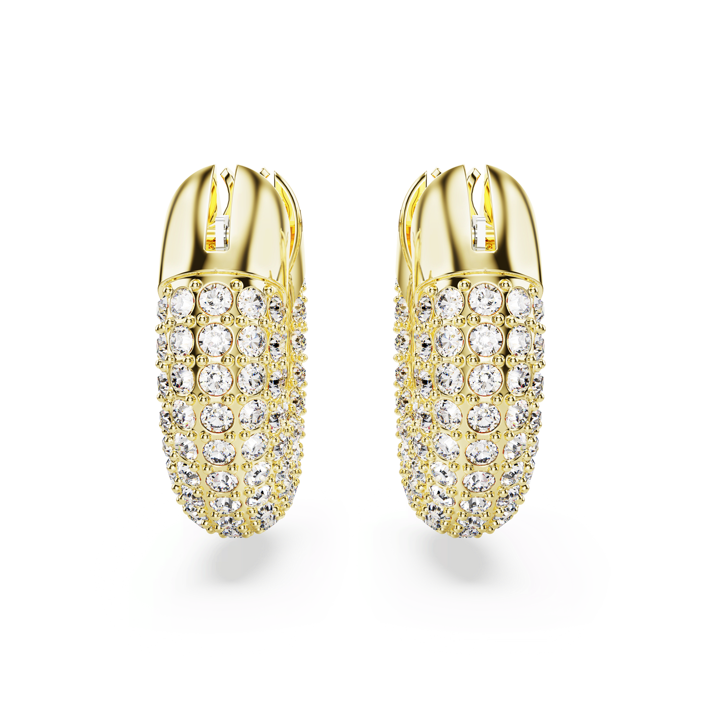 Dextera hoop earrings, Small, White, Gold-tone plated 5636530