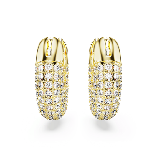 Dextera hoop earrings, Small, White, Gold-tone plated 5636530