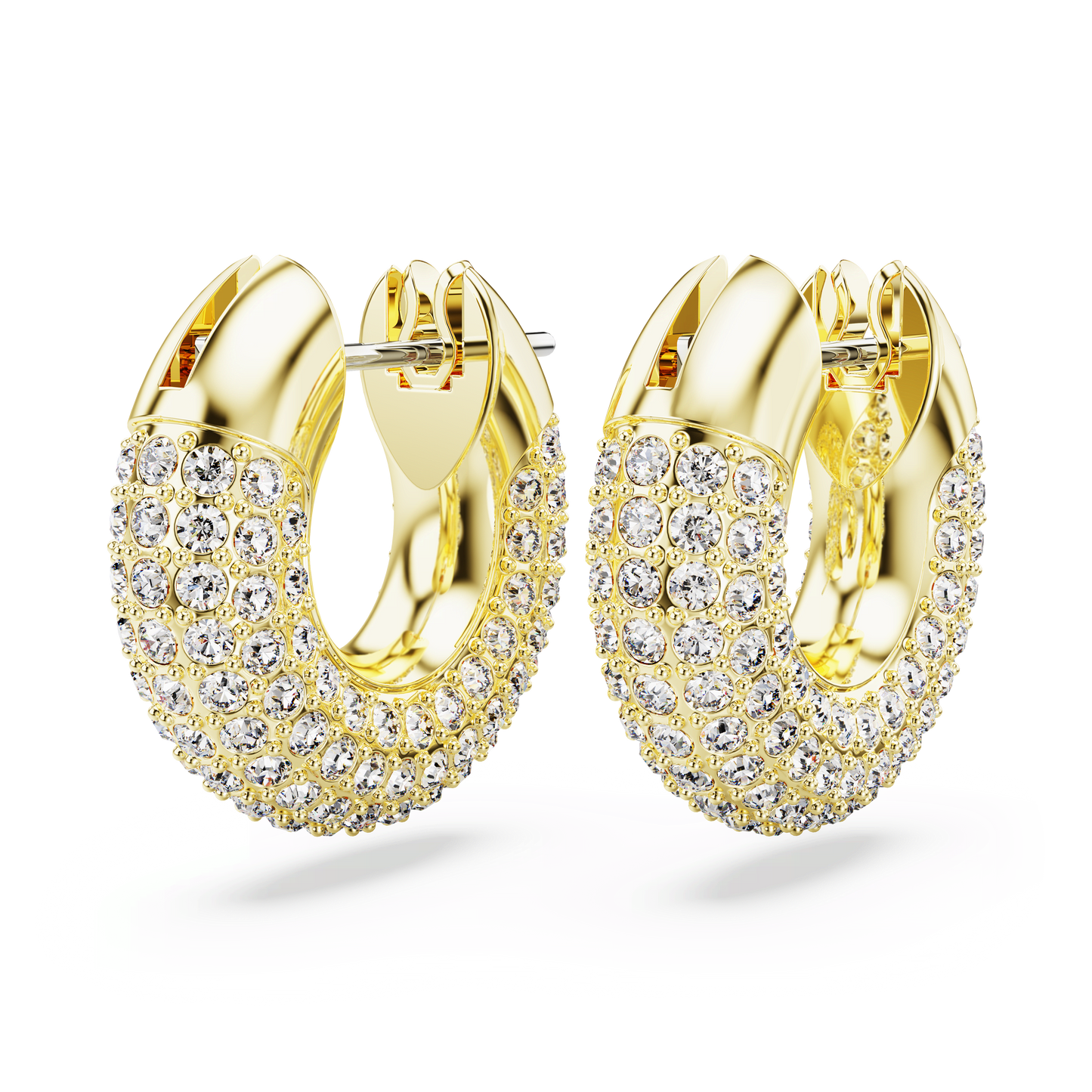 Dextera hoop earrings, Small, White, Gold-tone plated 5636530