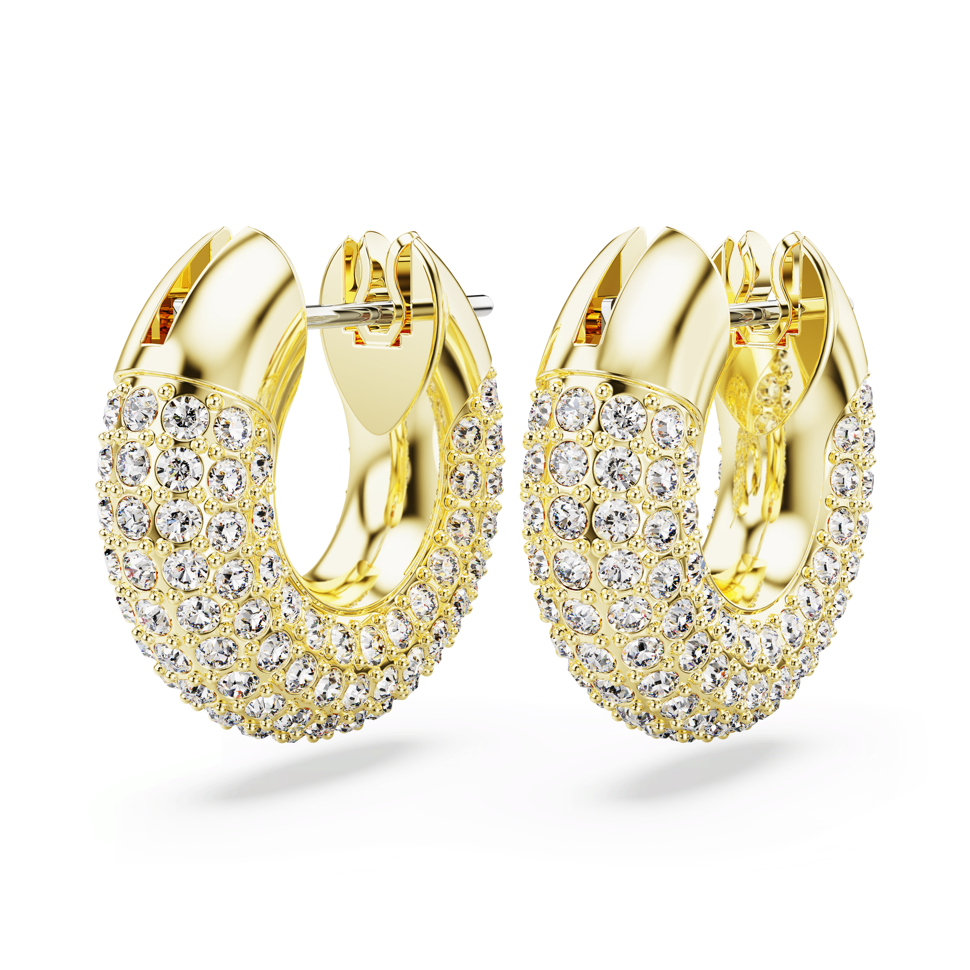Dextera hoop earrings, Small, White, Gold-tone plated 5636530