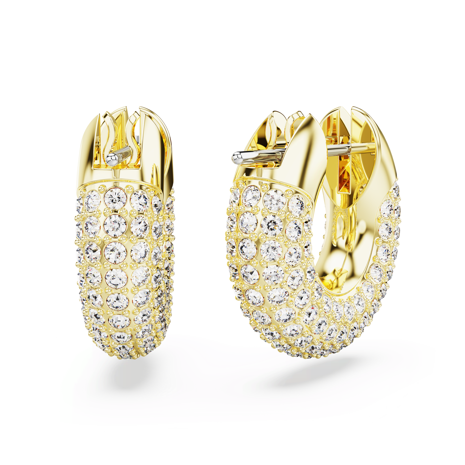 Dextera hoop earrings, Small, White, Gold-tone plated 5636530
