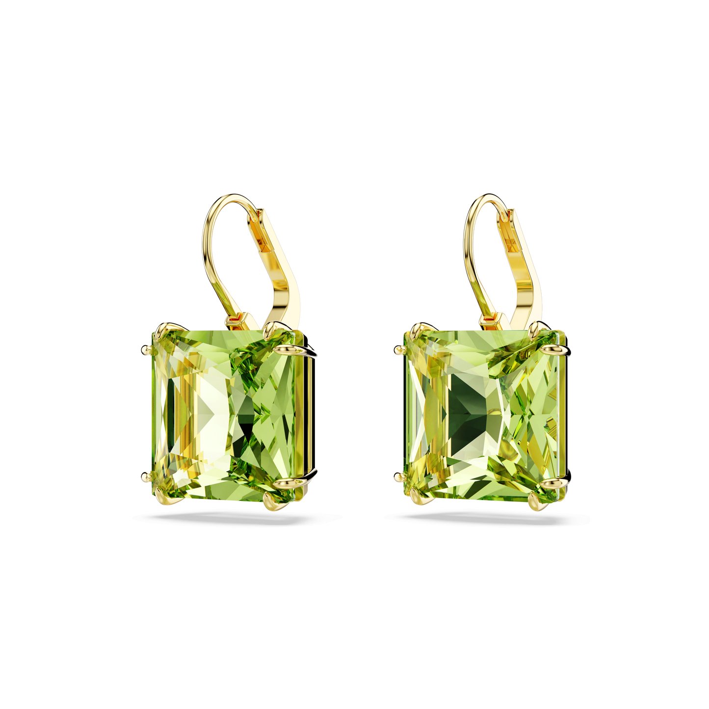 Millenia drop earrings, Square cut, Green, Gold-tone plated 5636564