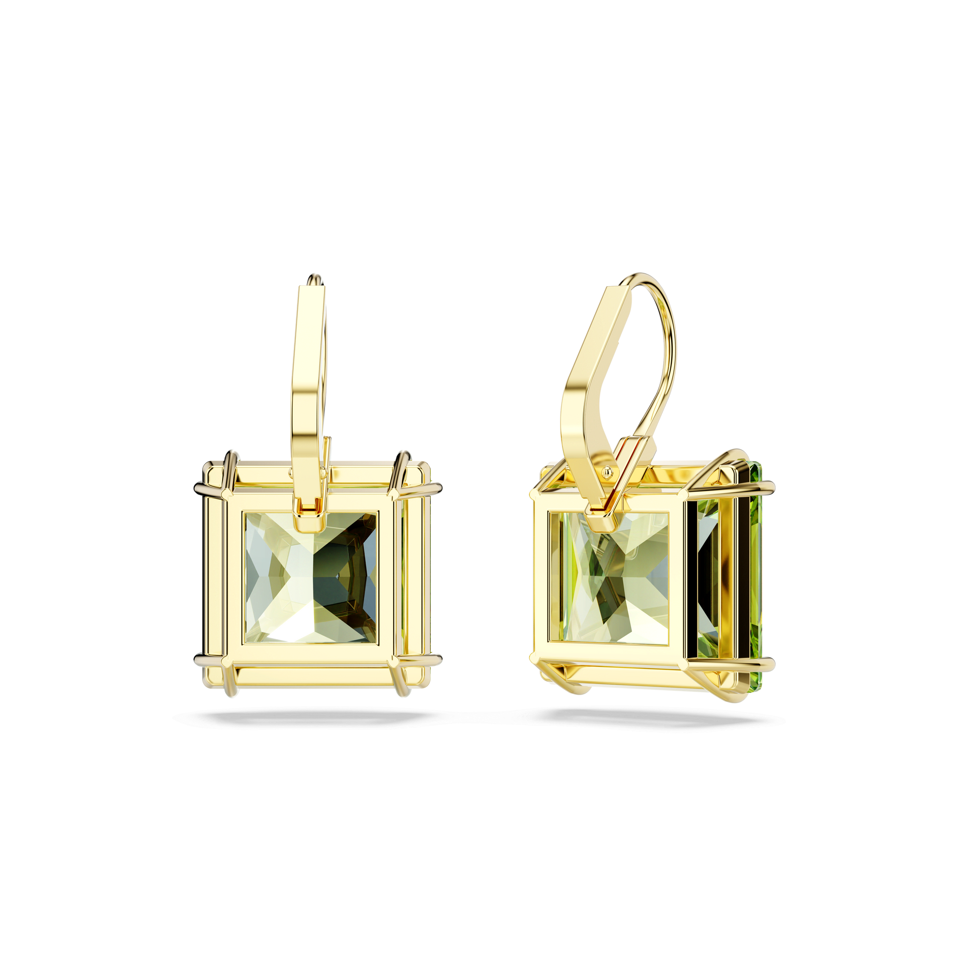 Millenia drop earrings, Square cut, Green, Gold-tone plated 5636564