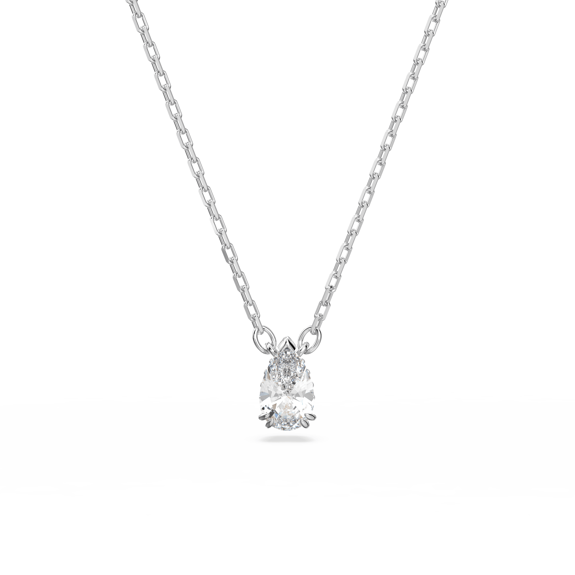 Stilla pendant, Pear cut, White, Rhodium plated 5636708