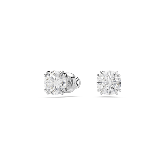 Stilla stud earrings, Round cut, White, Rhodium plated 5636712