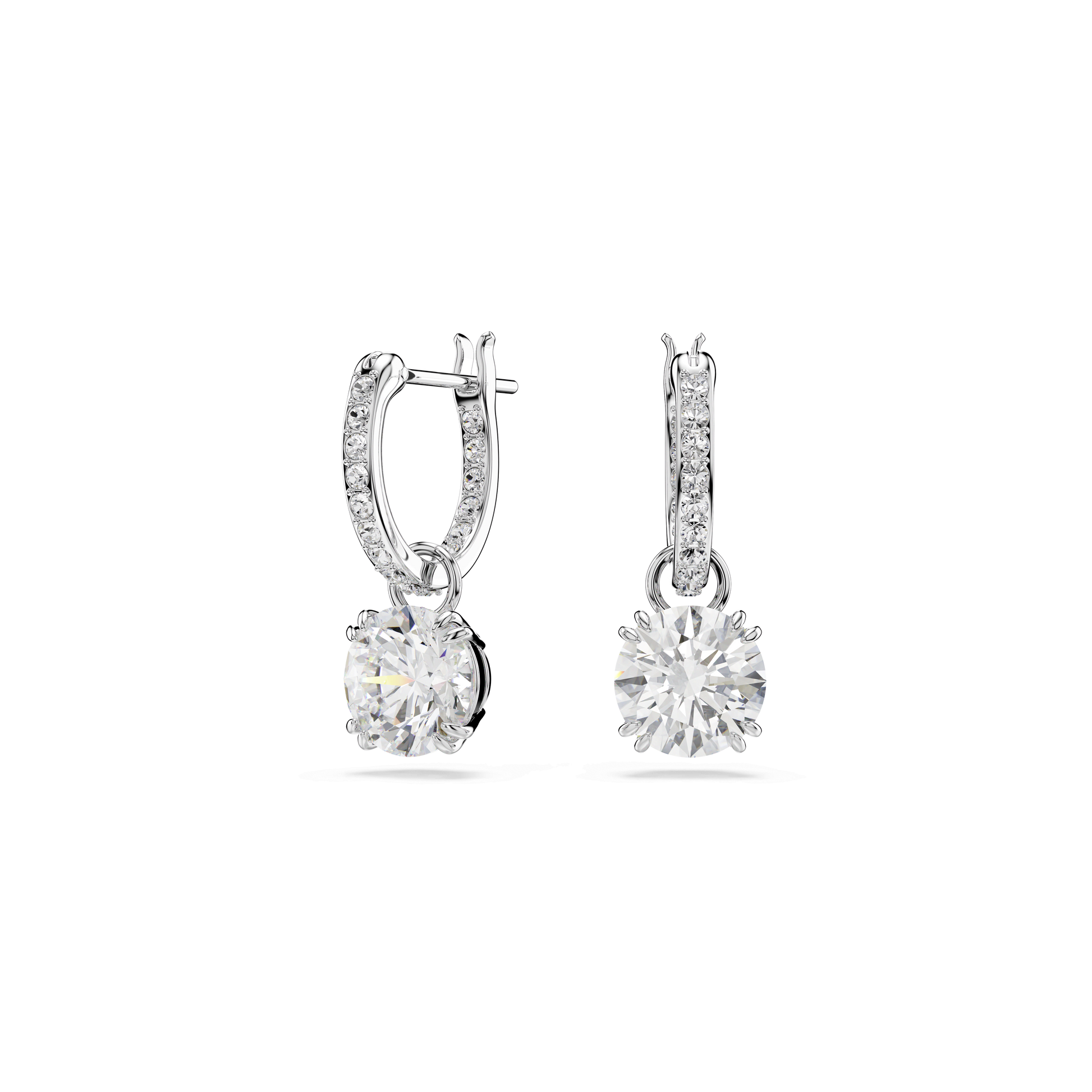 Stilla drop earrings, Round cut, White, Rhodium plated 5636717