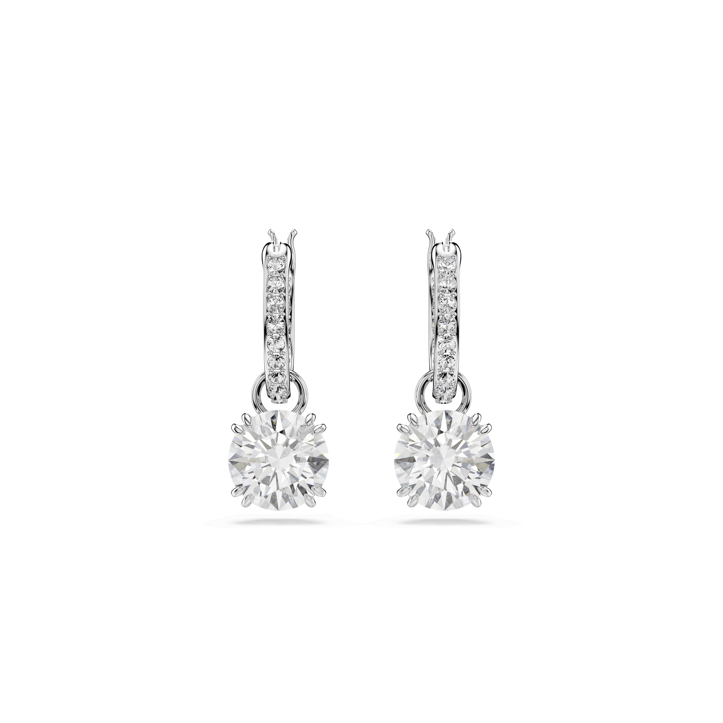 Stilla drop earrings, Round cut, White, Rhodium plated 5636717
