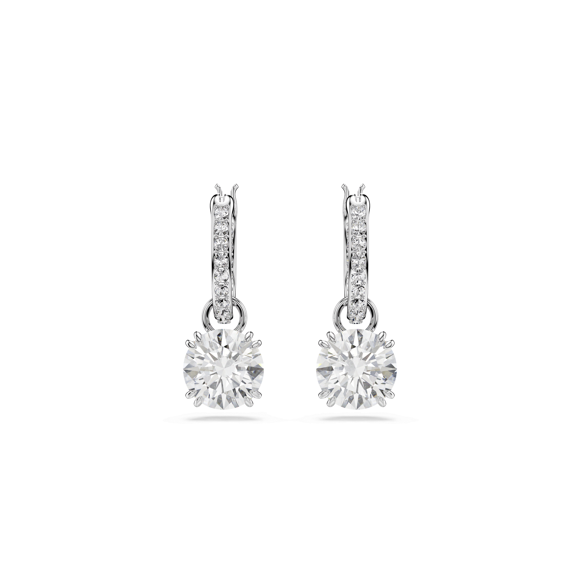 Stilla drop earrings, Round cut, White, Rhodium plated 5636717