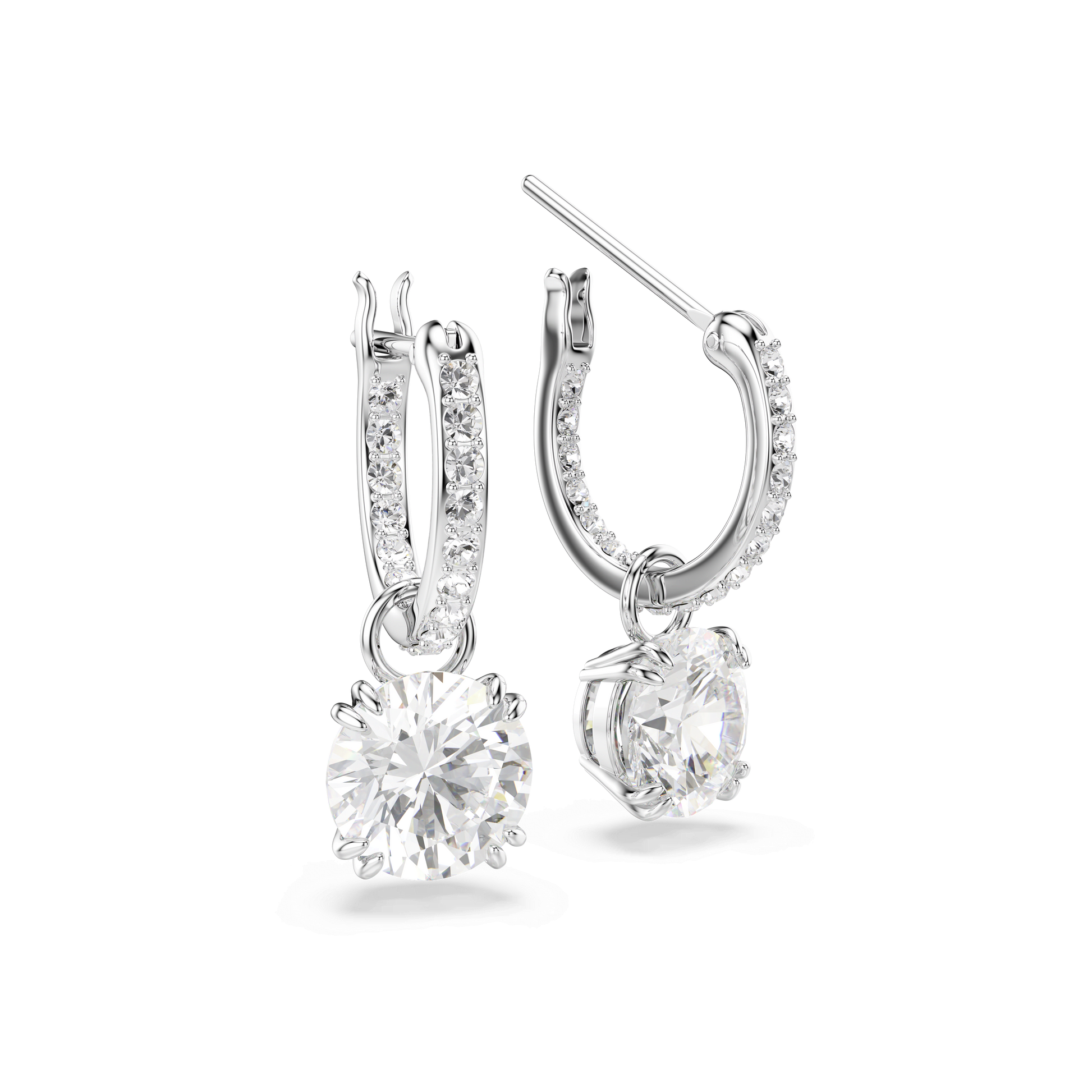 Stilla drop earrings, Round cut, White, Rhodium plated 5636717